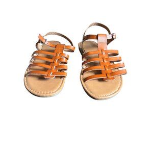 Sonoma Womens Gladiator Sandals Brown Faux Leather Adjustable Strap Flat Comfort